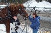 Thomas & Laura petting the horse